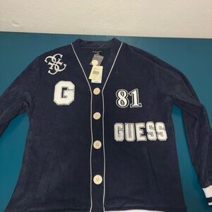 Guess Dark Blue Cardigan with White Trim